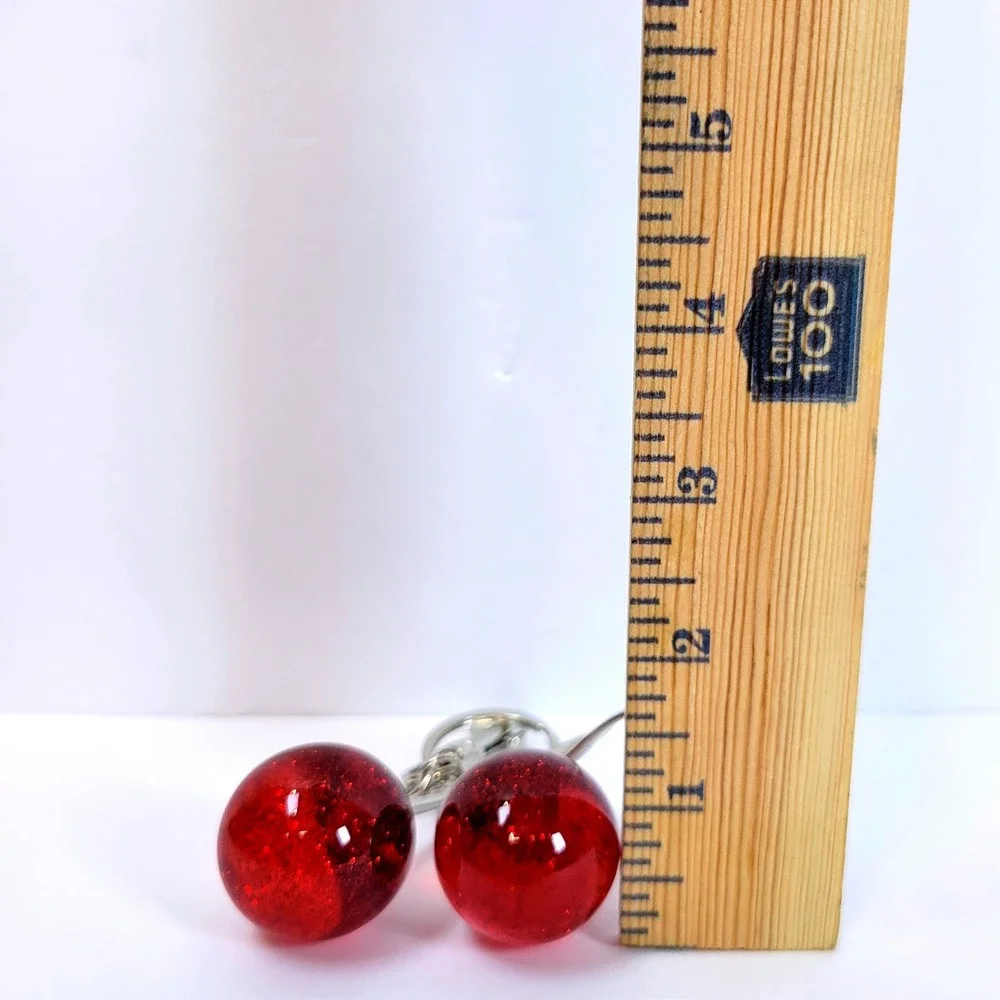 Bag Charm- Keychain Glitter Resin Double Cherry Red Women Rockabilly Kawaii Fun